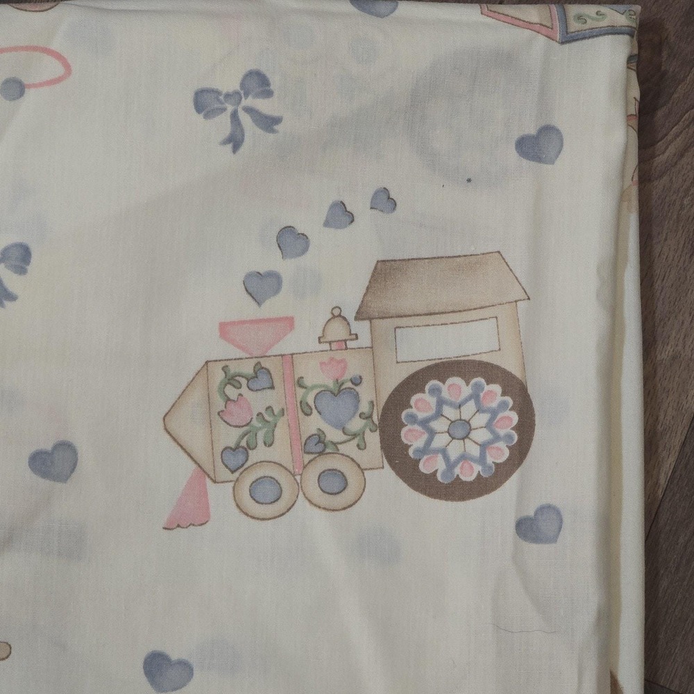 2 Rocking Horse Vtg Toys Nursery Baby Room Handmade Curtains Valance Cottagecore - Picture 3 of 8
